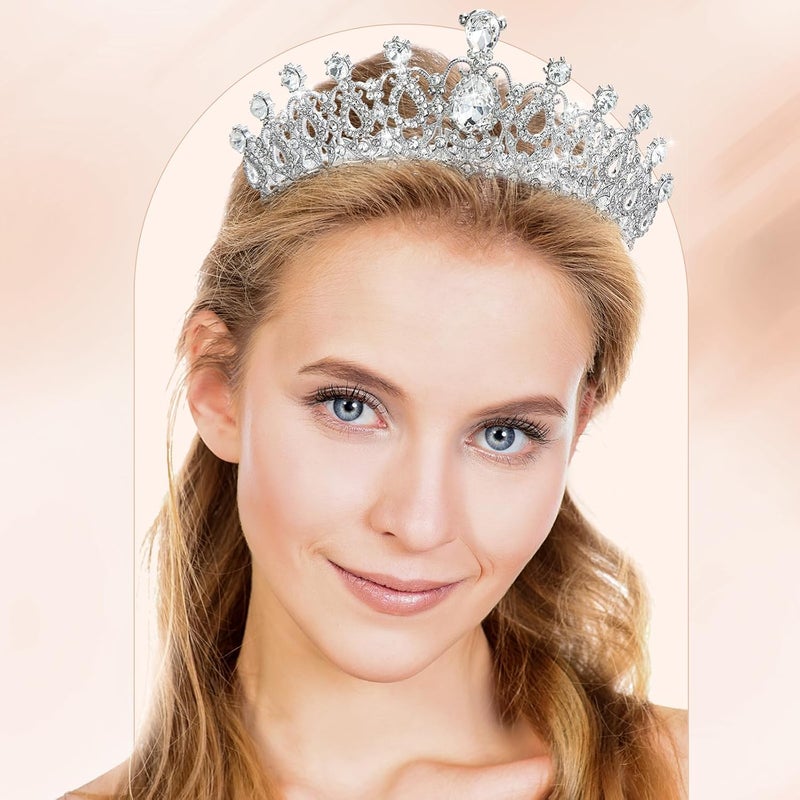 Loetere 12 Pcs Crystal Tiara and Princess Crown with Comb Crown Rhinestone Women Girls Tiara Headpiece Queen Hair Accessories for Birthday Party Wedding Prom Halloween Cosplay Costume - Image 3